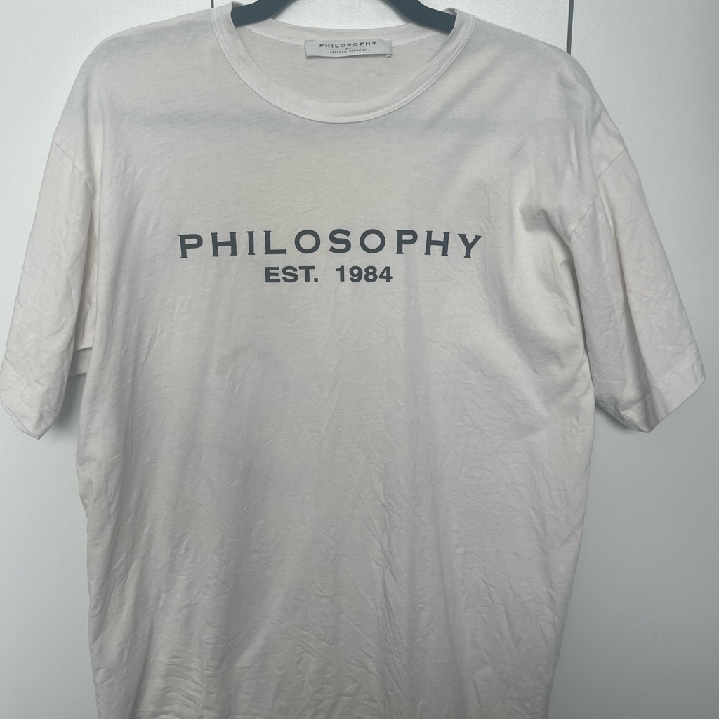 Philosophy Di Lorenzo Serafini Logo Cream/Off White T-Shirt Women’s Size Large